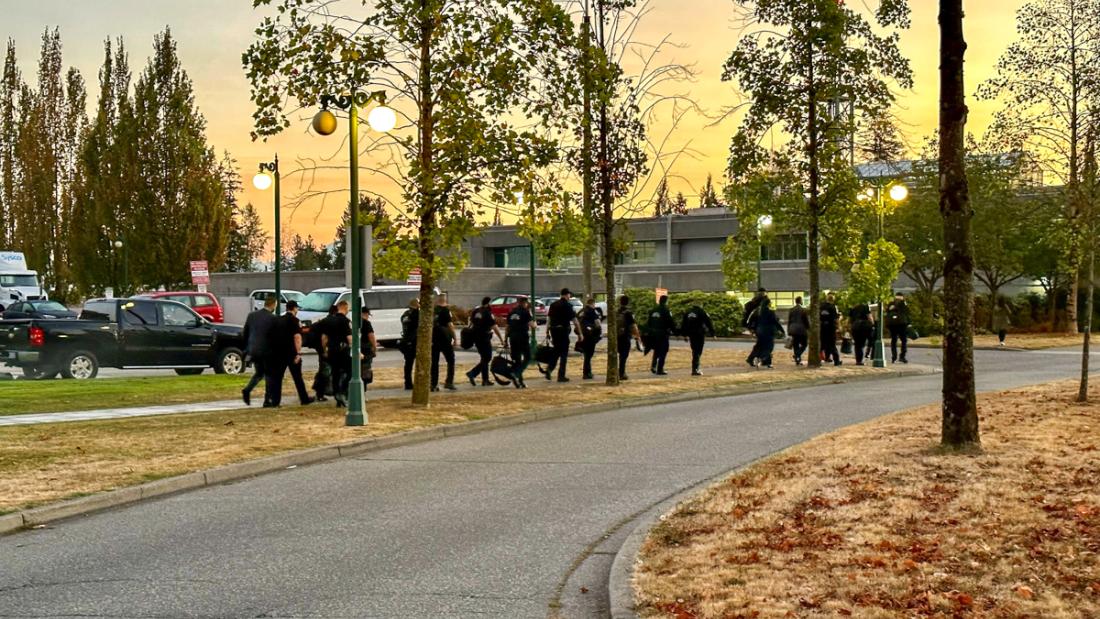 Officers walking outside 